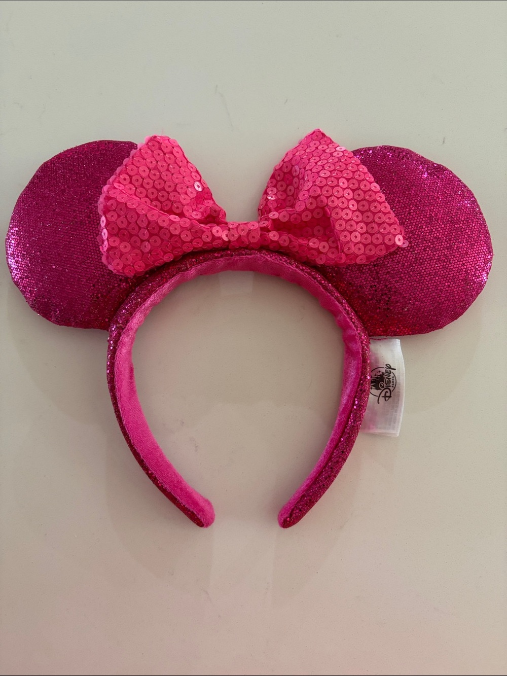 Disney Hot Pink Sequin Minnie Mouse Ears Headband